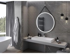 Mexen Reni, LED kúpeľňové zrkadlo s podsvietením 100x100 cm, 6000K, čierny rám, ochrana proti zahmlievaniu, 9812-100-100-611-70
