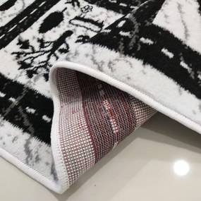 Krémovo čierny detský koberec s autíčkami a uličkami Šírka: 80 cm | Dĺžka: 150 cm