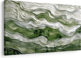 Obraz - Zelenobiele vlnky (90x60 cm)