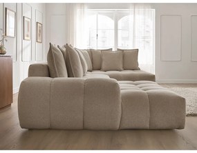 Taupe ženilková rozkladacia/s úložným priestorom rohová pohovka (pravý roh/do tvaru "U") Everest – Bobochic Paris