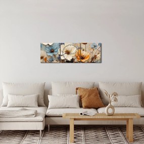 Obraz - Kytica, maľba (s hodinami) (90x30 cm)