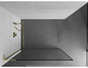 Mexen Kioto L, sprchová zástena Walk-In 50 x 200 cm, 8mm číre sklo čierny vzor, zlatý lesklý profil,800-050-103-50-70