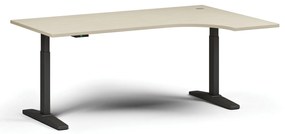 Výškovo nastaviteľný stôl, elektrický, 675-1325 mm, rohový pravý, doska 1800x1200 mm, čierna podnož, buk