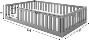 Široká posteľ BELLA SIMA 120×200 cm Montessori – grafitová