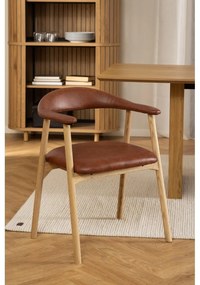 Koňakovohnedá/v prírodnej farbe jedálenská stolička z imitácie kože Addi – Actona