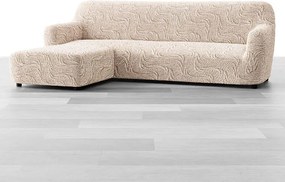 Bielastické poťahy BRILLANTE béžové sedačka s otomanom vľavo (š. 170 - 300 cm)