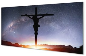 Sklenený obraz Ježiš ukrižovaný neba 120x60 cm