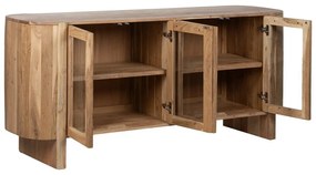 Vitrína z masívu akácie v prírodnej farbe 180x80x40 cm Creel – Ixia