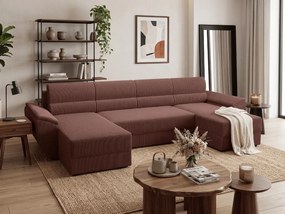 Rozkladacia sedacia súprava do U TAVERO 321x140 cm, tmavoružová