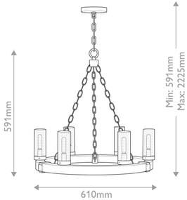 Hinkley HK-SAWYER6-SQ - Závesný luster na reťazi SAWYER 6xE14/40W/230V hnedá