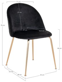 Čierne zamatové jedálenské stoličky v súprave 2 ks Geneve – House Nordic