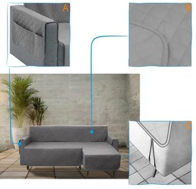 Poťah na rohovú sedačku pravý PARIS sivý, 240 cm