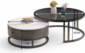 LuxuryForm DESIGN Konferenčný stolík AMARO 80 / 60 cm – biely a čierny mramor (set 2 ks) II. akosť