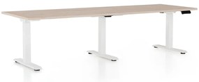 Výškovo nastaviteľný stôl OfficeTech Long, 240 x 80 cm, biela podnož, dub