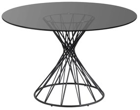 Čierny okrúhly jedálenský stôl so sklenenou doskou ø 120 cm Niut – Kave Home
