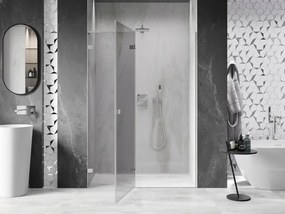 Mexen, Mexen Lunar L Otočné ľavé sprchové dvere 130 cm, transparentné, brúsený nikel - 834L-130-000-97-00-L