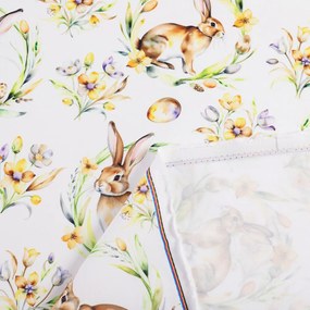 Biante Dekoračný záves TF-107 Zajačiky na bielom 140x190 cm