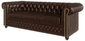 Tmavohnedá pohovka z imitácie kože 203 cm York - Ropez