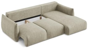 Béžová ženilková rozkladacia rohová pohovka (pravý roh/s leňoškou) Leila – Makamii