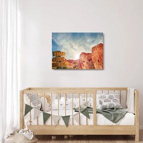Sklenený obraz ukazovateľa s nápisom (70x50 cm)