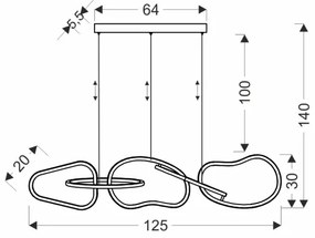 LED luster na lane ANNELI LED/45W/230V 125 cm zlatý