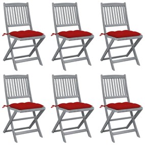 Skladacie záhradné stoličky s podložkami 6 ks akáciový masív 3065455
