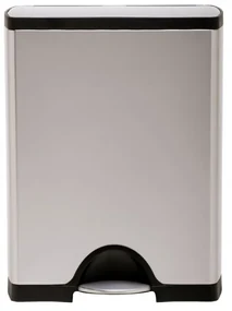 Obdĺžnikový pedálový kôš na triedený odpad 30 + 16 l, matná oceľ, nerez