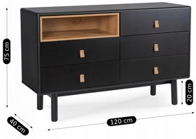 Komoda Nativos (čierna) . Akcia -20%. Vlastná spoľahlivá doprava až k Vám domov. 1119081