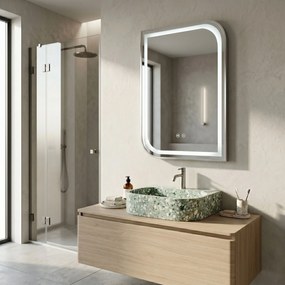 Rea Zone, LED zrkadlo, 50x70 cm, brúsená oceľ, HOM-00305