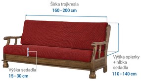 Super strečové poťahy NIAGARA tehlová trojkreslo s drevenými rúčkami (š. 160 - 200 cm)
