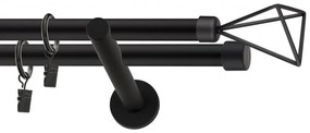 Dekorstudio Garniža dvojradová SPACE čierna-matná 19mm Dĺžka: 240cm, Typ príslušenstva: Krúžky tiché so štipcami