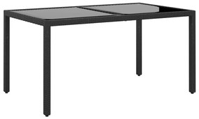 Záhradný stôl 150x90x75 cm tvrdené sklo a polyratan čierny 310574