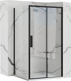 Sprchový kút REA RAPID SLIDE 100/dvere x 90/zástena cm, čierny/transparent - bez vaničky