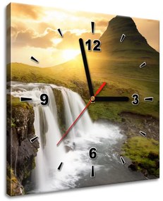 Gario Obraz s hodinami Islandská krajina Rozmery: 40 x 40 cm