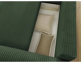 Tmavozelená menčestrová rozkladacia rohová pohovka (ľavý roh) Lucien – Bobochic Paris