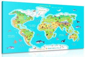Obraz zemepisná mapa sveta pre deti - 60x40