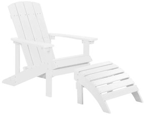 Záhradná stolička s podnožkou biela ADIRONDACK Beliani