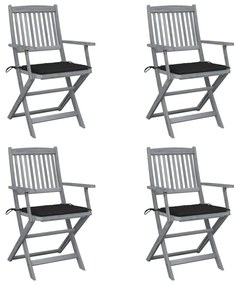 Skladacie vonkajšie stoličky s podložkami 4 ks akáciový masív 3064516