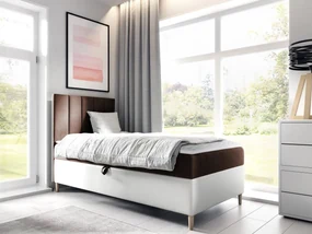 Kontinentálna posteľ Junior Kamire 1, Strana: ľavá, Rozmer postele: 80x200, Dostupné poťahy: ekokoža Soft 017 (biela) + Fresh 04