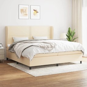 Boxspring posteľ s matracom krémová 200x200 cm látka 3127914