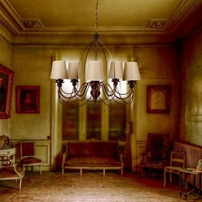 Závesné svietidlo na reťazi CLASSIC 6xE14/40W/230V bronzové/béžové