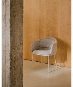 Sivobéžové čalúnené jedálenské kreslo s podrúčkami Minda – Kave Home