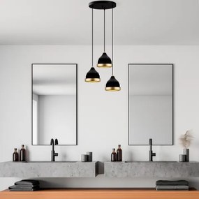 Závesný luster na lanku YILDO 3xE27/40W/230V čierna/zlatá