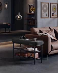 EKHO Lavička s policami na topánky, čalúnené sedadlo, botník, čierna farba