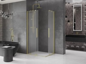 Mexen Velar Duo, sprchový kút s posuvnými dverami 90 x 80 cm, 8mm sklo námraza, zlatá matná, 871-090-080-32-55