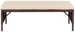 Záhradná lavica HWC-G16, polyratan - hnedá, krémový vankúš