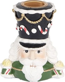 Červený svietnik na úzku sviečku Luskáčik Nutcracker - 8*6*9 cm
