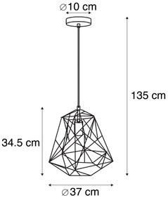 Priemyselné závesné svietidlo zlaté - Framework Basic