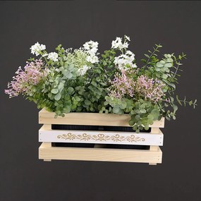 AMADEA Drevený obal na dva kvetináče s motívom čipky, 32x17x15cm, drevený kvetináč