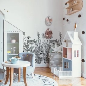 Tapeta kúzelná lúka čiernobiela 280x100 cm